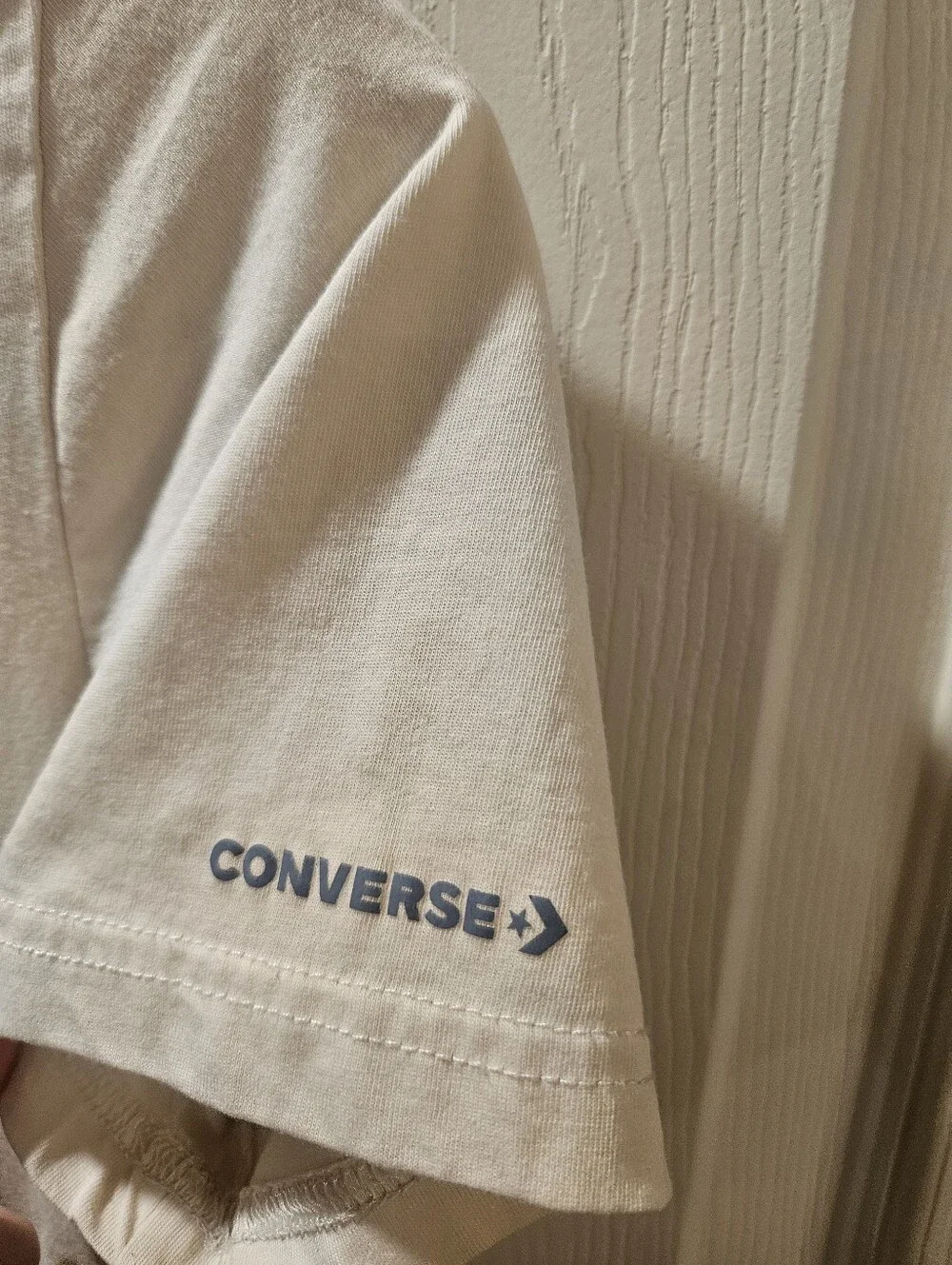 Converse Cream Tee with Blue Logo, Mint Star & Orange Script - Youth Large